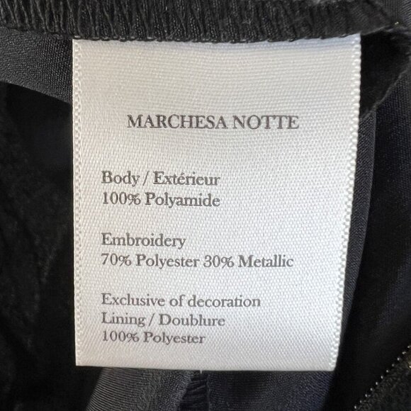 NEW Marchesa Notte Black Off-The-Shoulder Embroidered Gown $995 - Picture 13 of 14